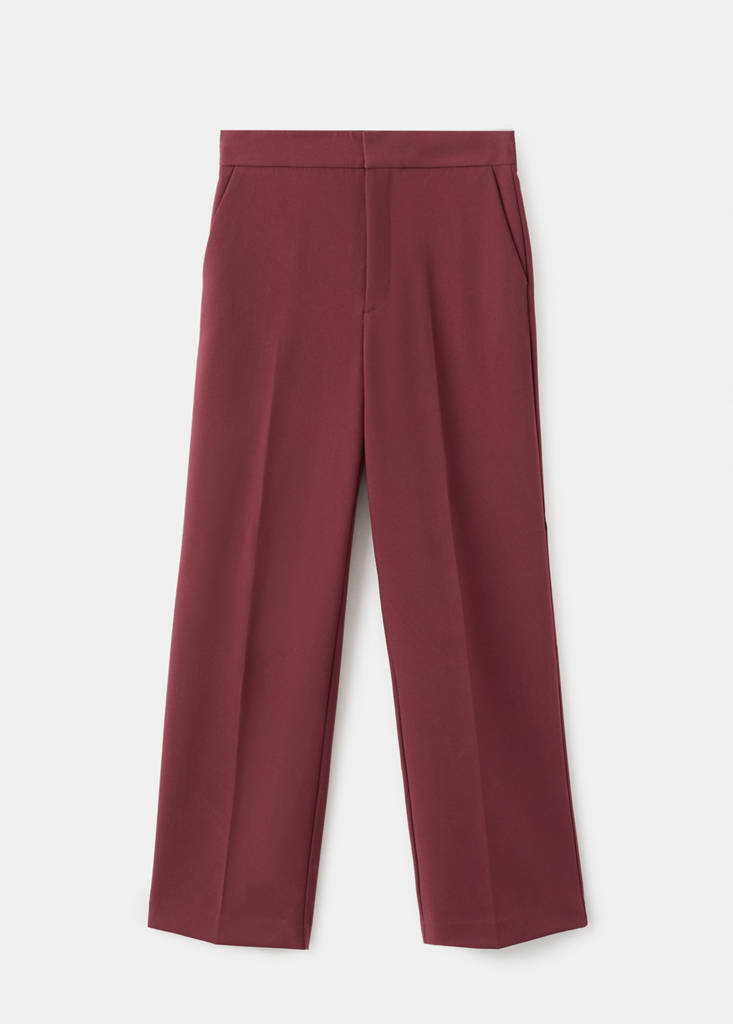 High-waist straight trousers — Maroon