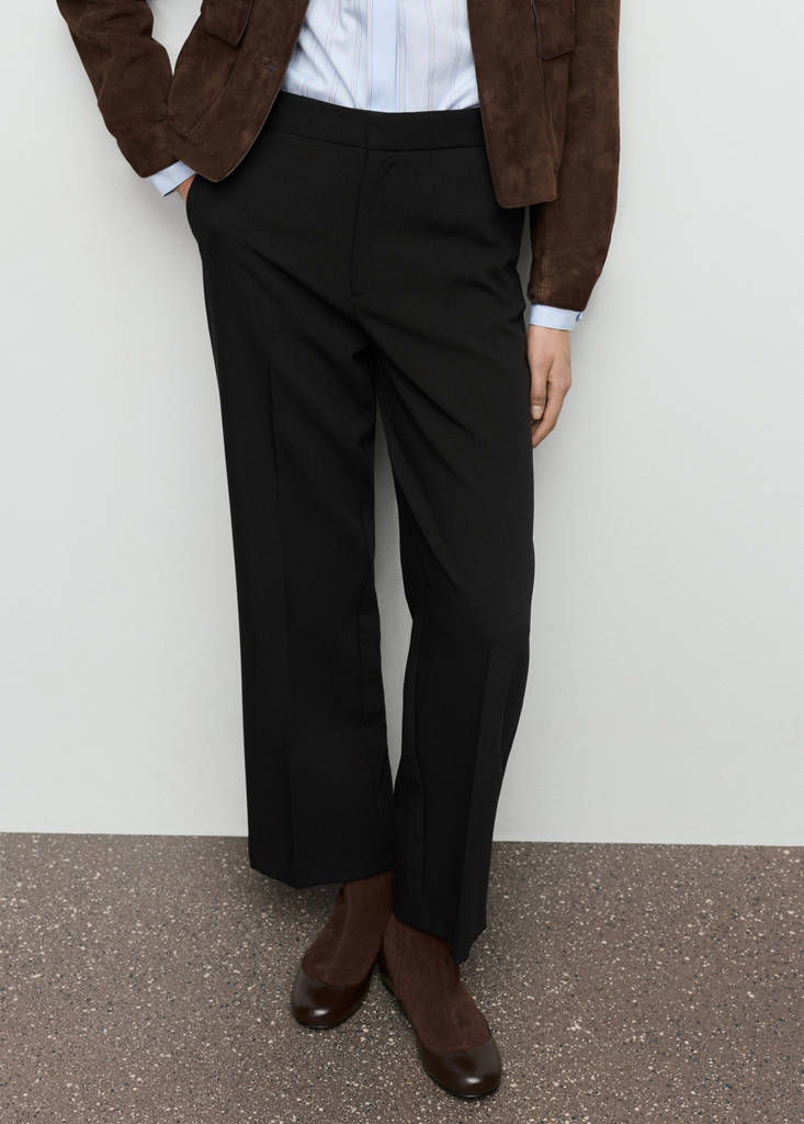 High-waist straight trousers — Black