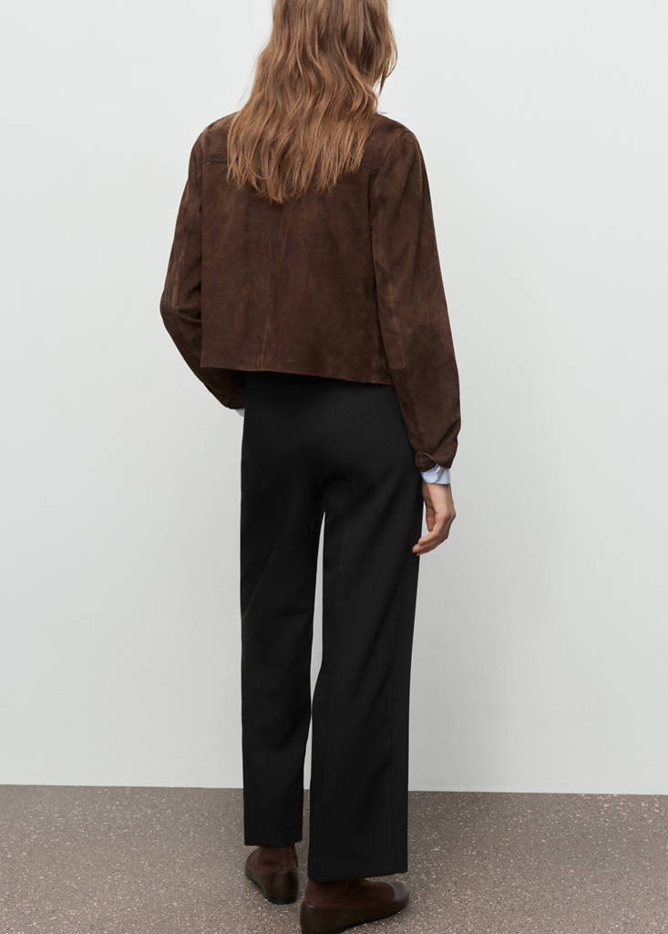 High-waist straight trousers — Black