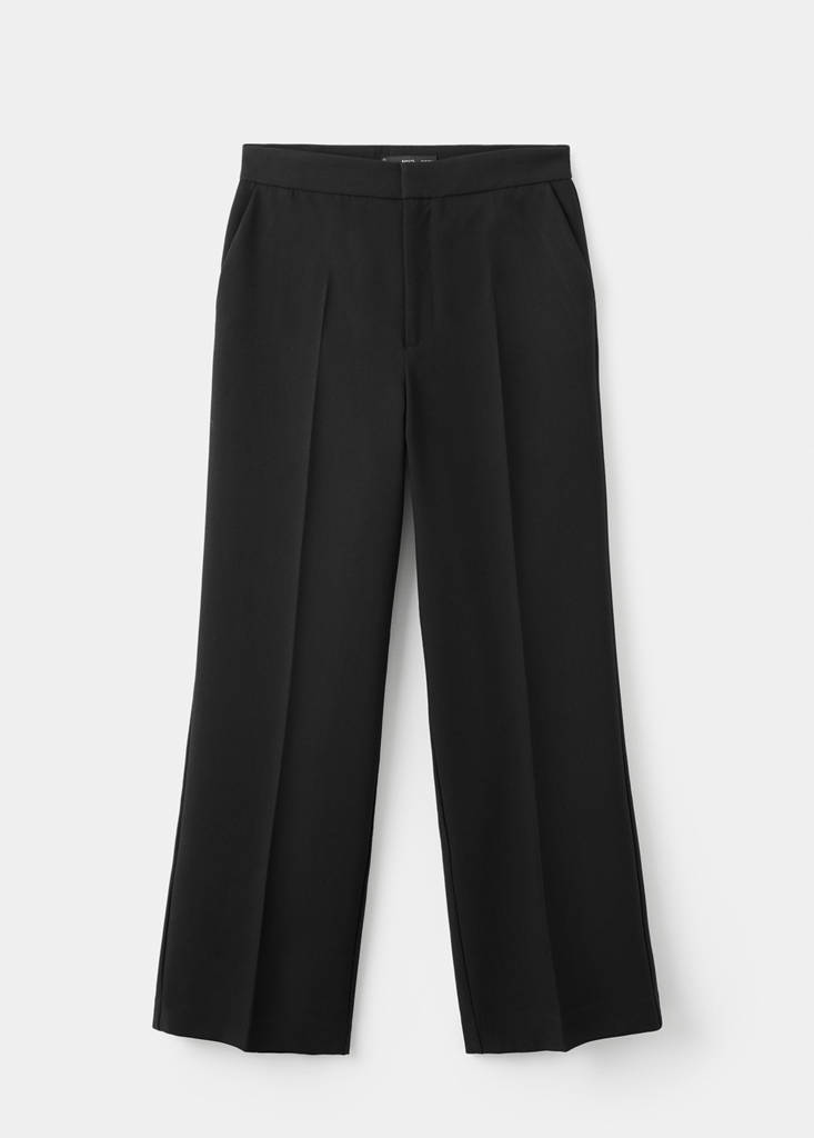 High-waist straight trousers — Black