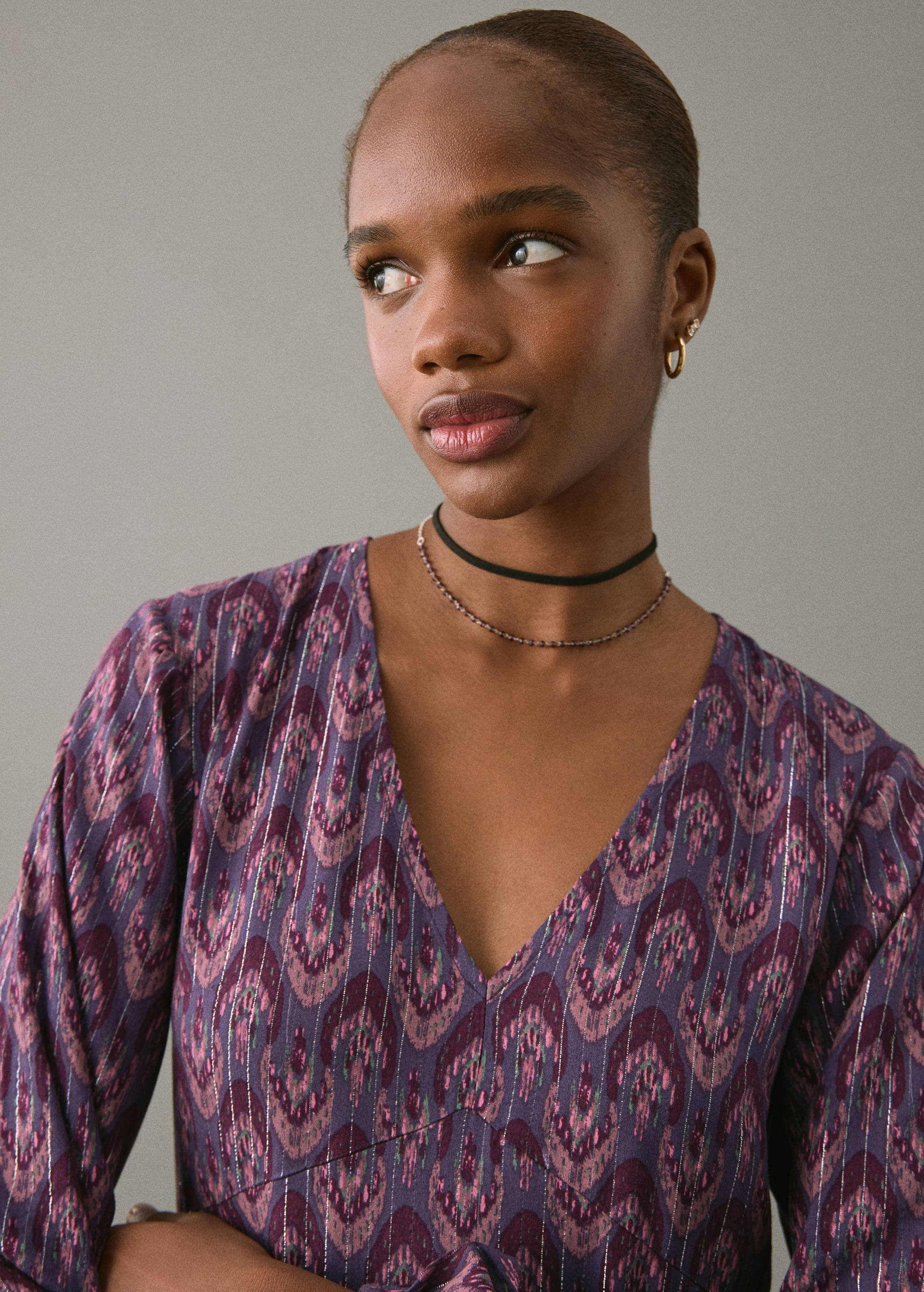 Vestido estampado lurex - Pormenor do artigo 1