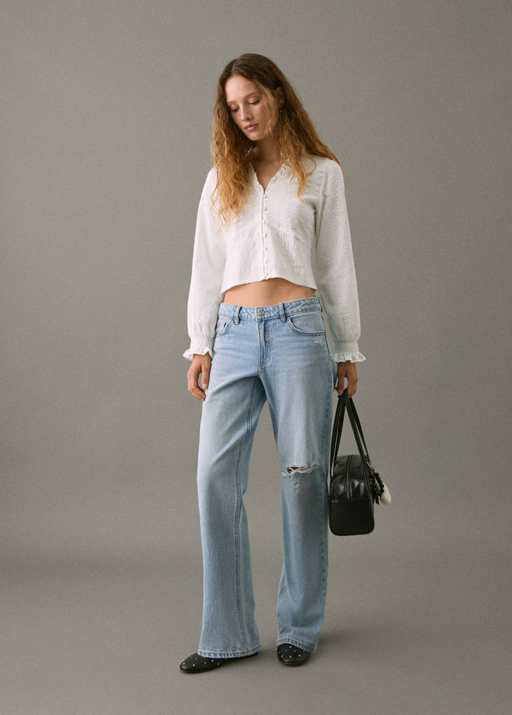Textured cotton blouse — Off White