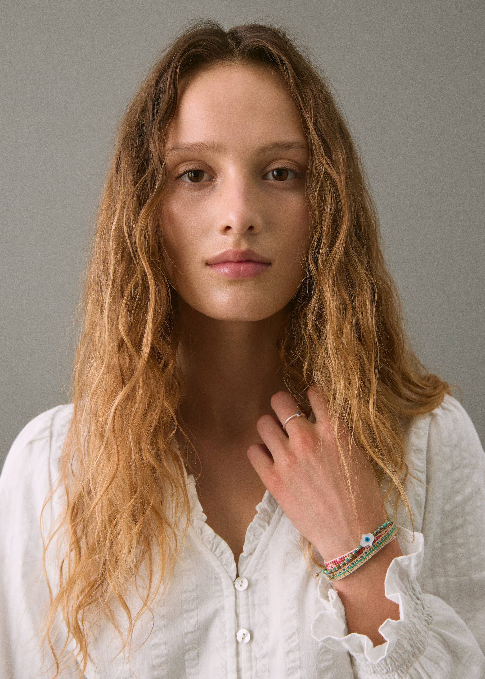 Textured cotton blouse - Details of the article 1