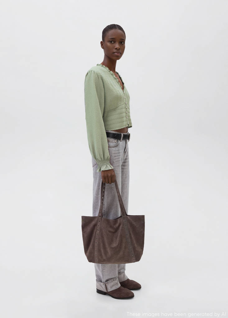 Textured cotton blouse — Khaki