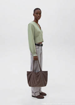 Textured cotton blouse — Khaki 1