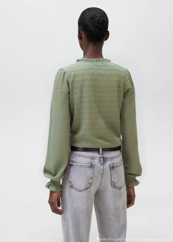 Textured cotton blouse — Khaki