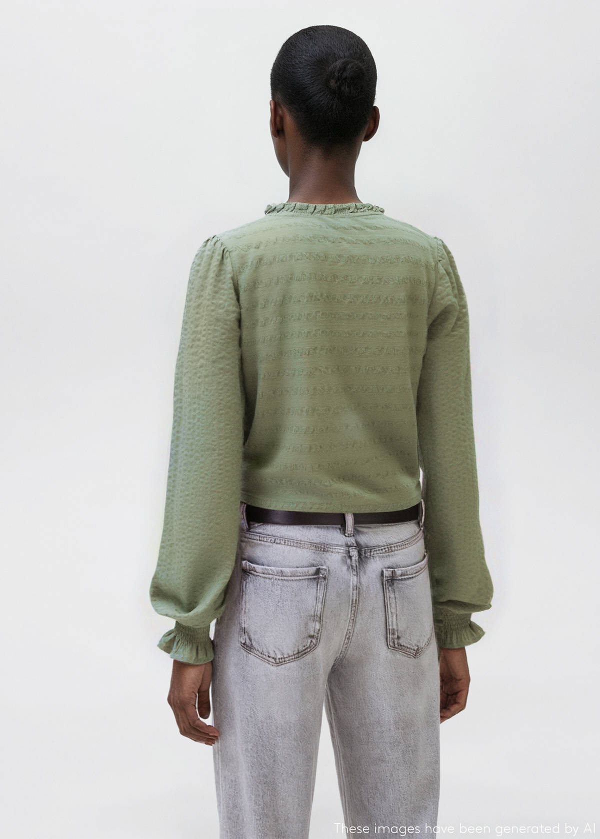 Textured cotton blouse — Khaki