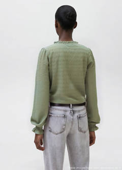 Textured cotton blouse — Khaki 4