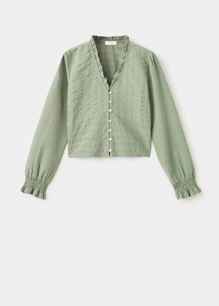 Textured cotton blouse — Khaki