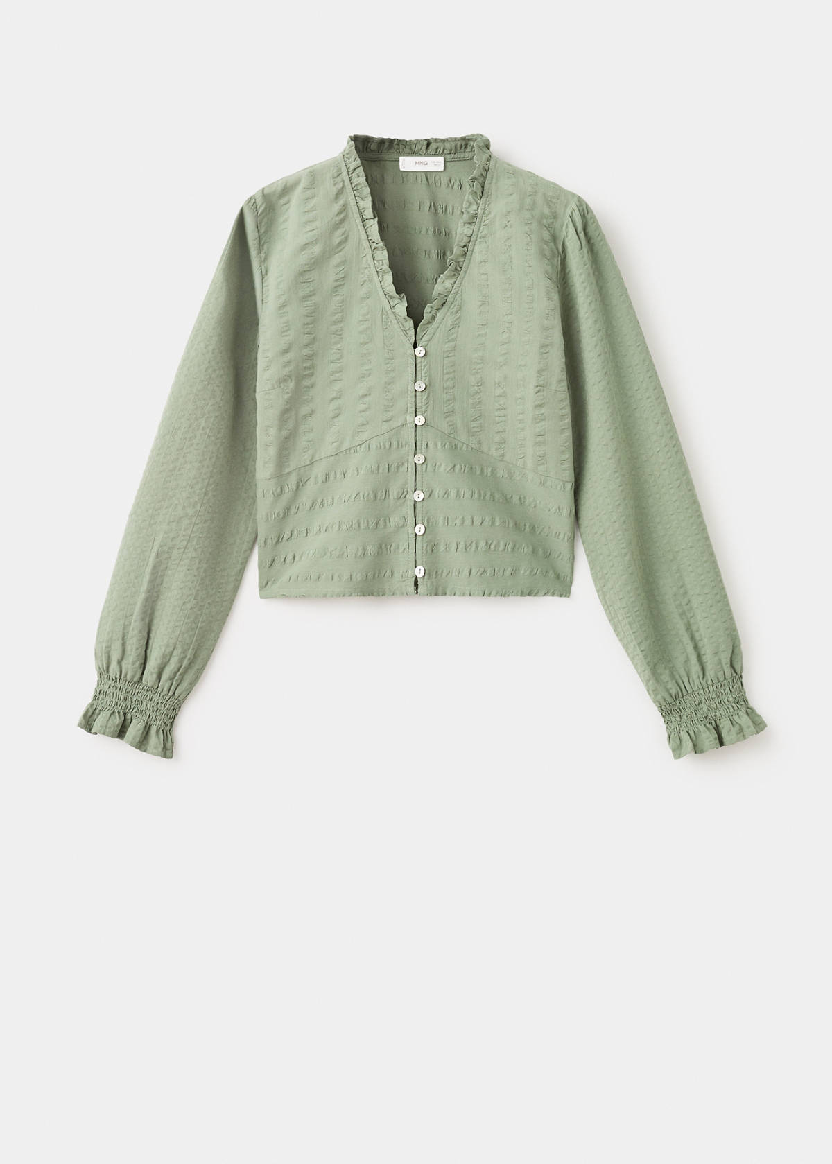 Textured cotton blouse — Khaki