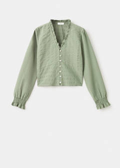 Textured cotton blouse — Khaki 2