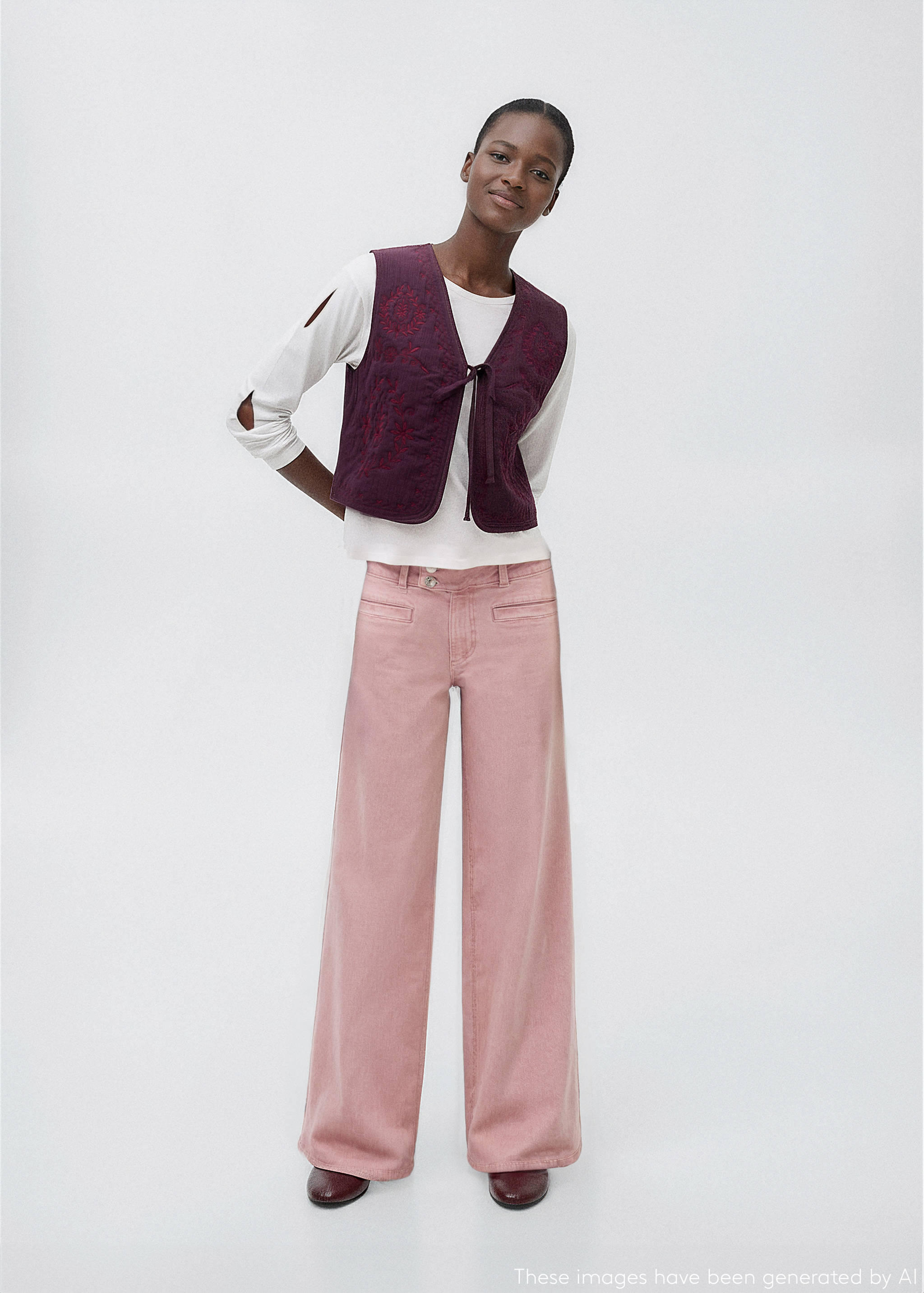 Floral-embroidered waistcoat - Medium plane