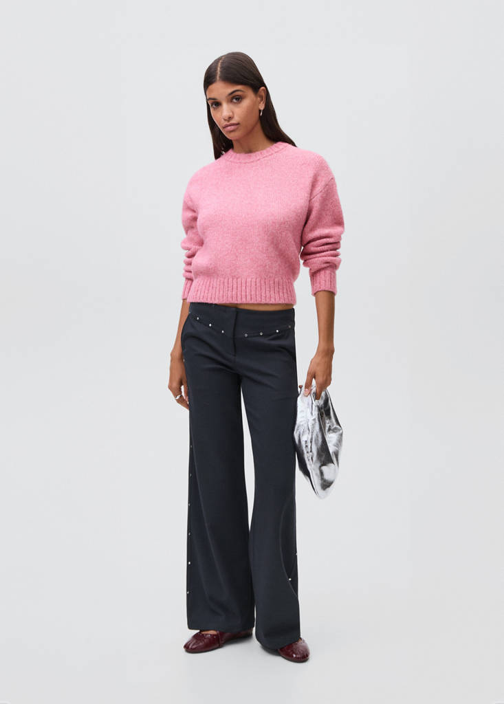 Low-waist studded trousers — Navy