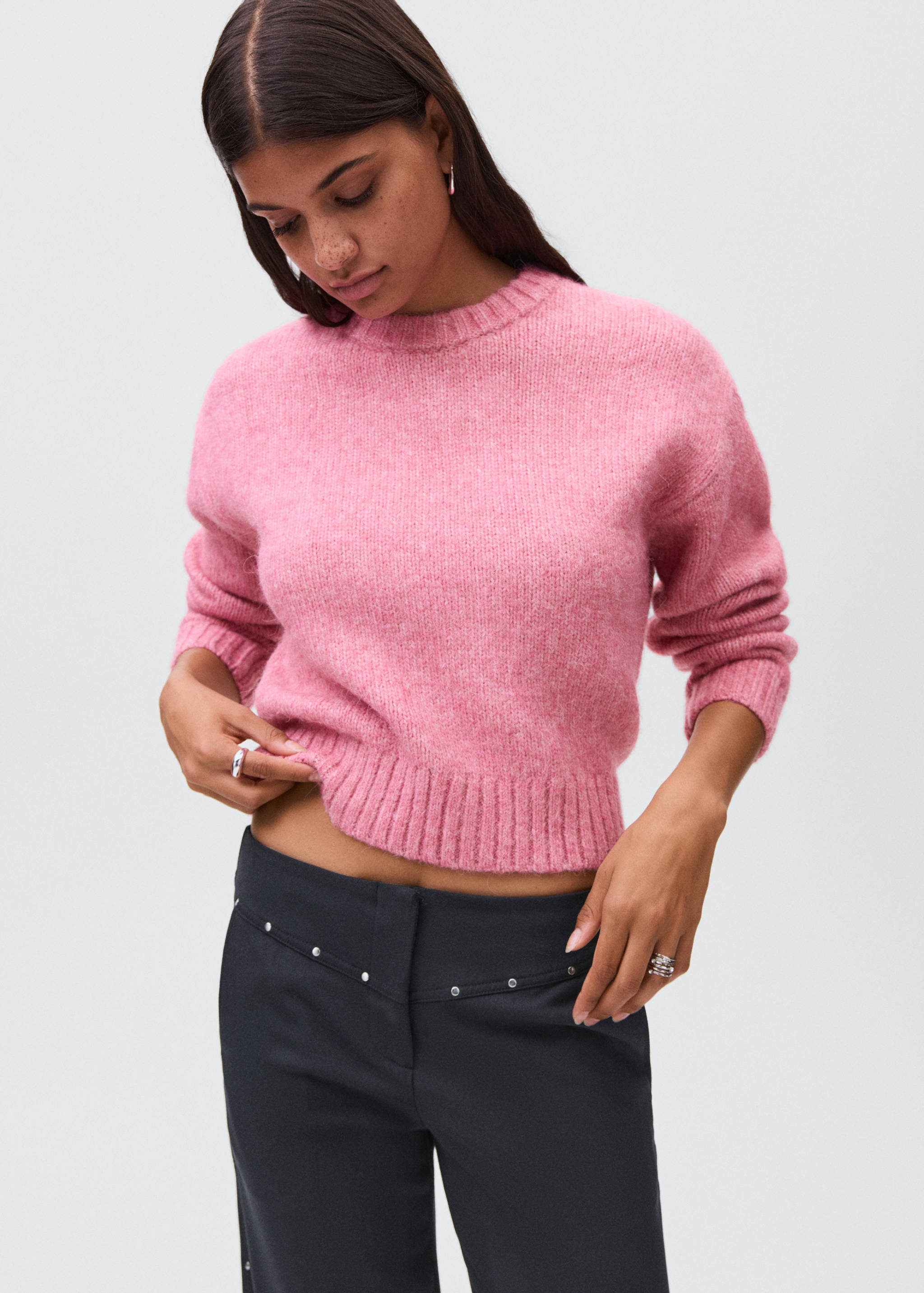 Low-waist studded trousers - Medium plane