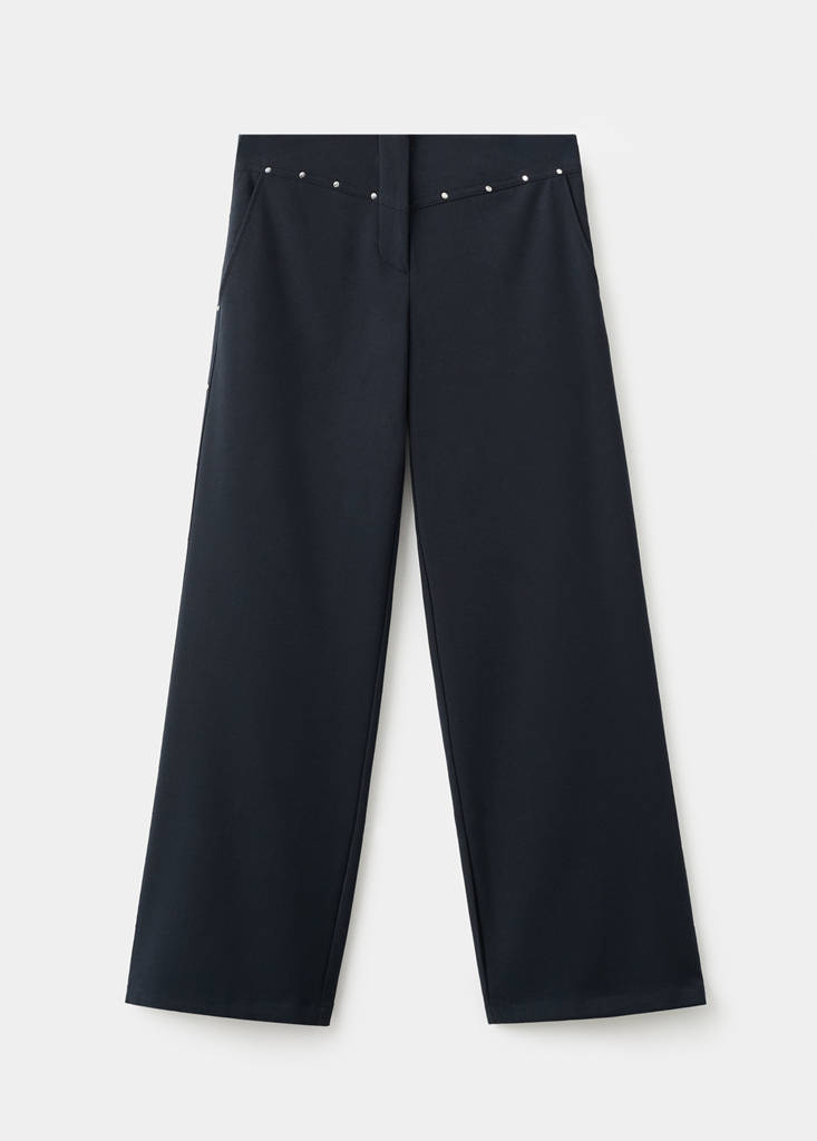 Low-waist studded trousers — Navy