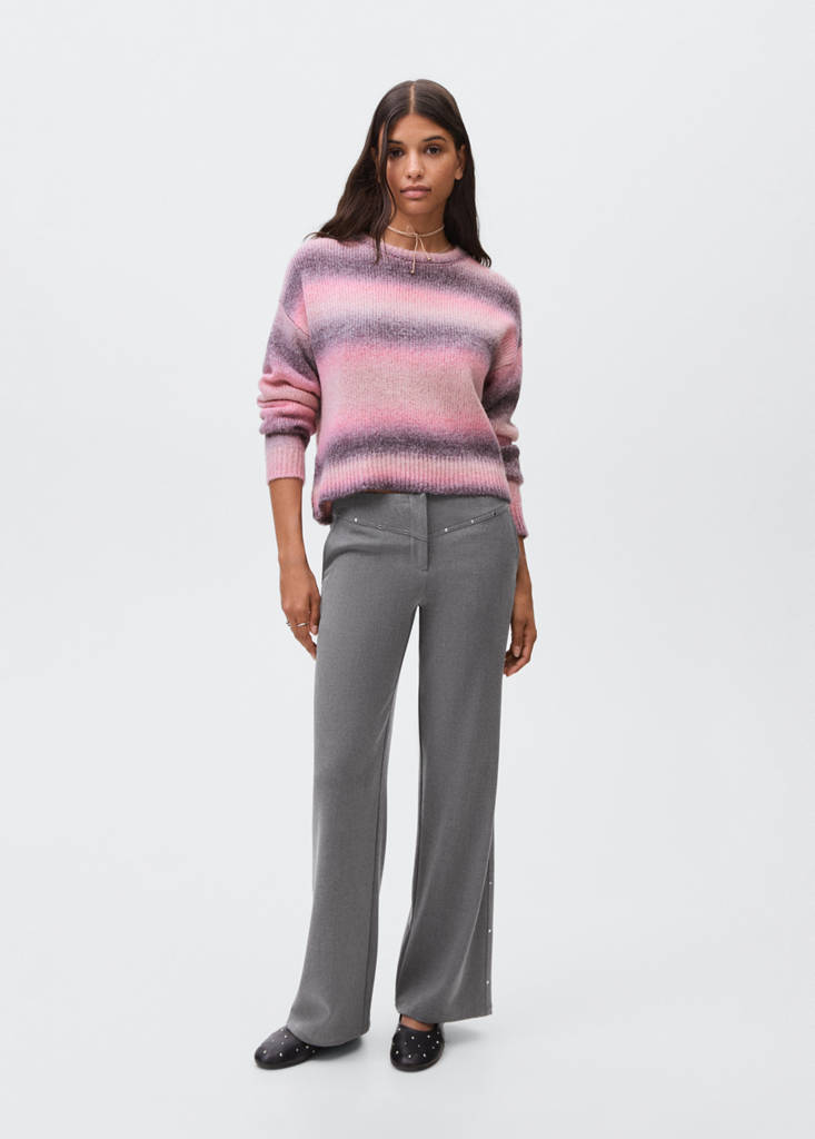 Low-waist studded trousers — Grey