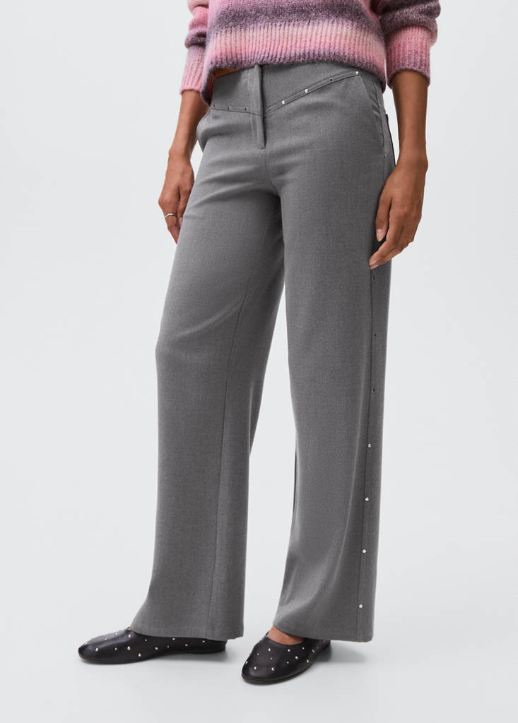 Low-waist studded trousers — Grey