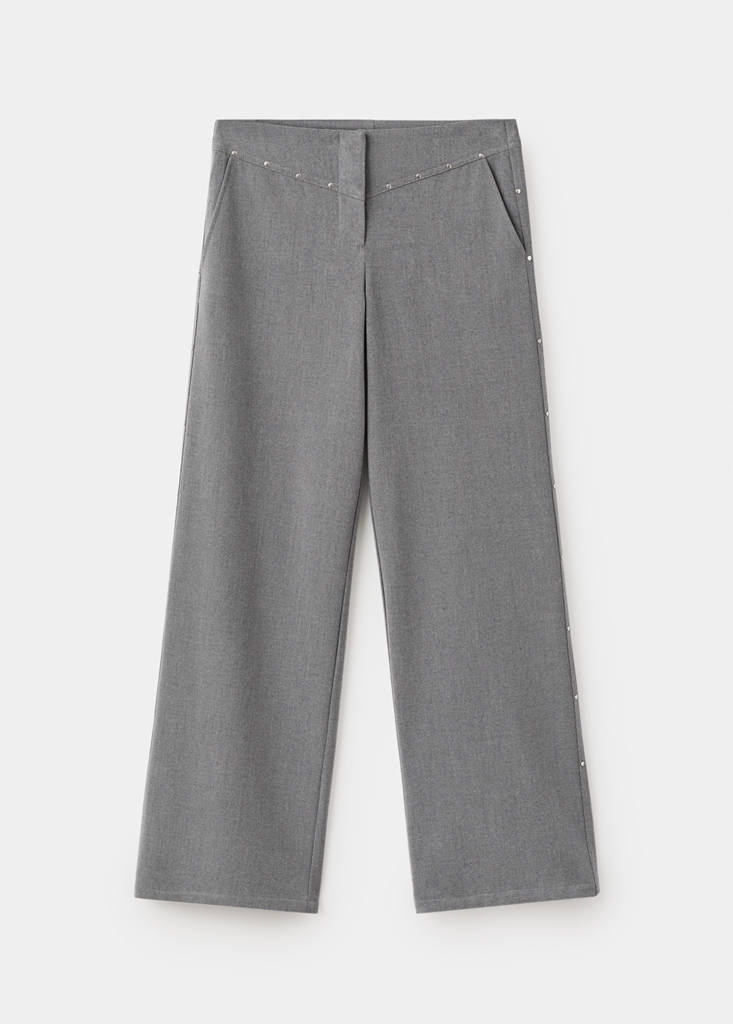 Low-waist studded trousers — Grey