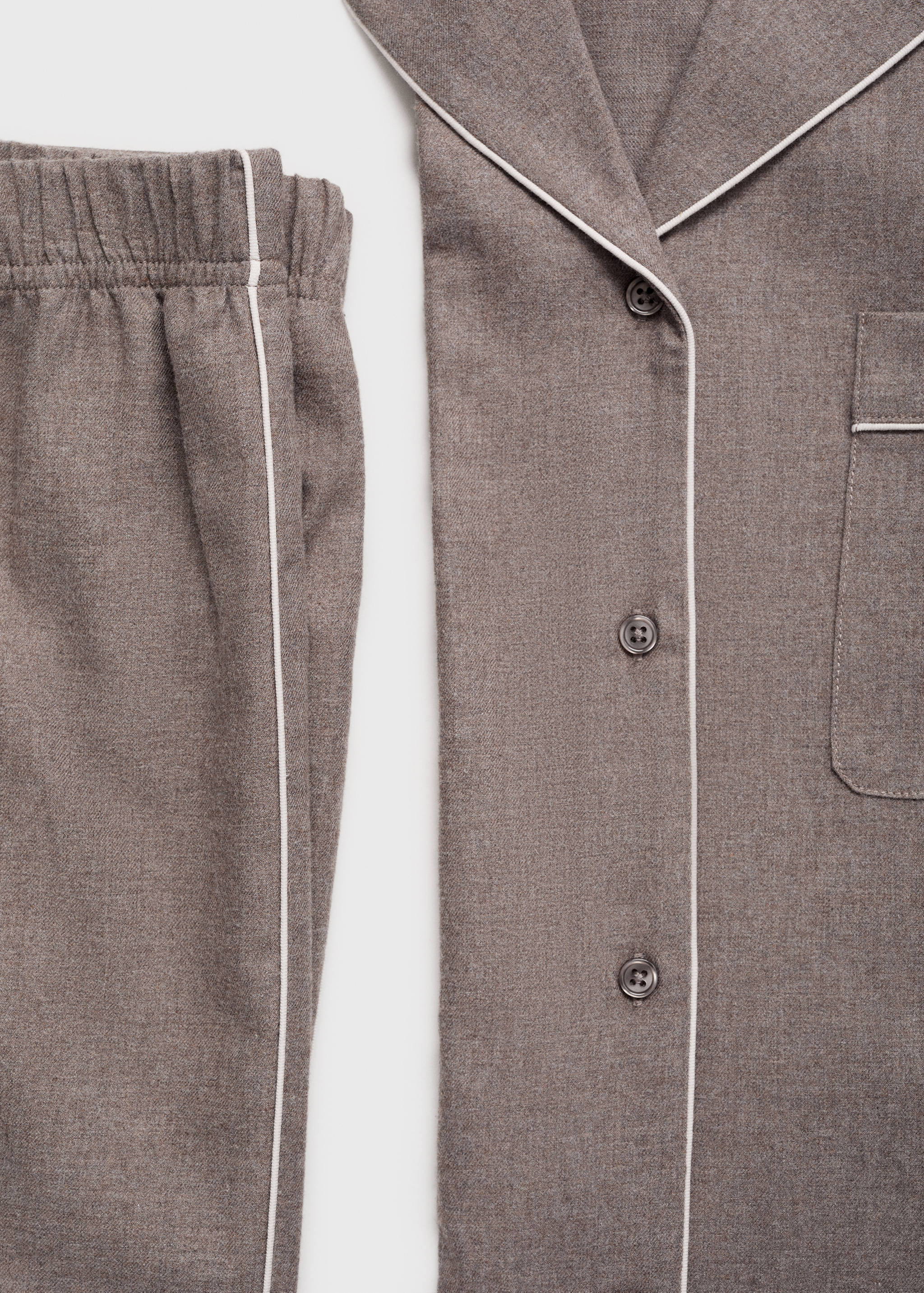 Cotton flannel shirt with contrasting piping - Details of the article 0