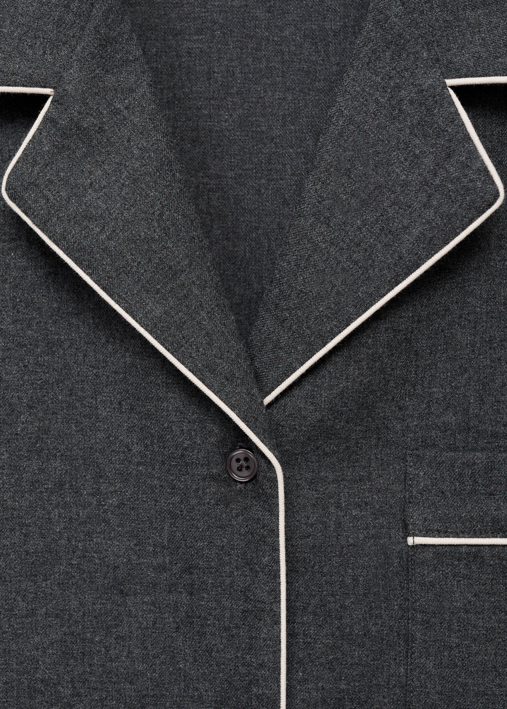 Cotton flannel shirt with contrasting piping - Details of the article 0