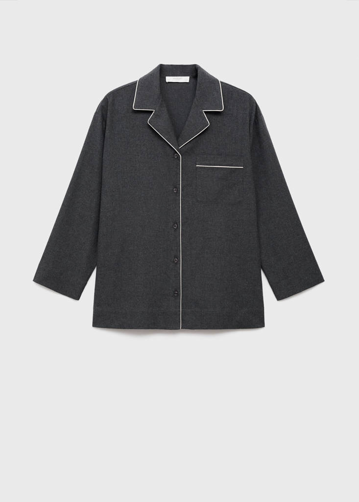Cotton flannel shirt with contrasting piping - thumbnail 4