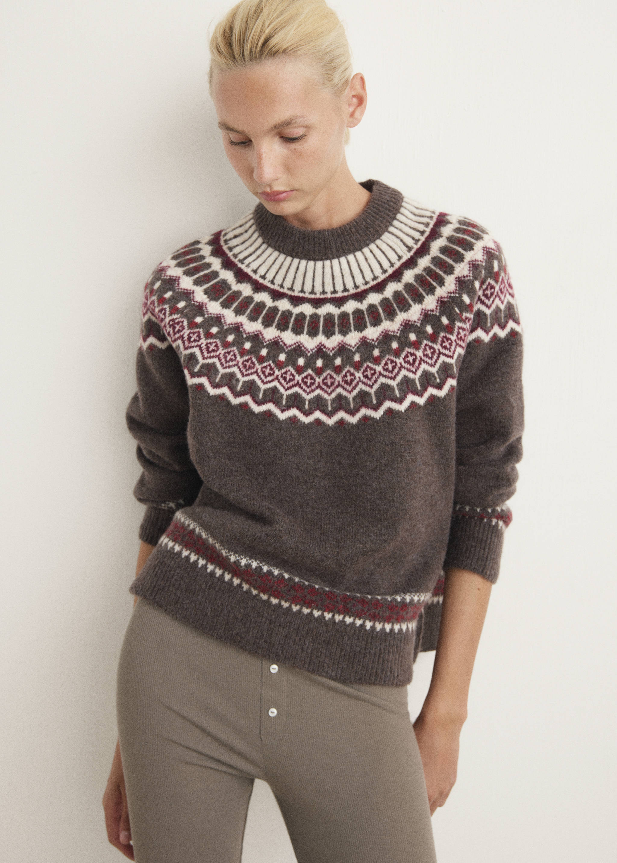 Jacquard crew-neck sweater - Medium plane