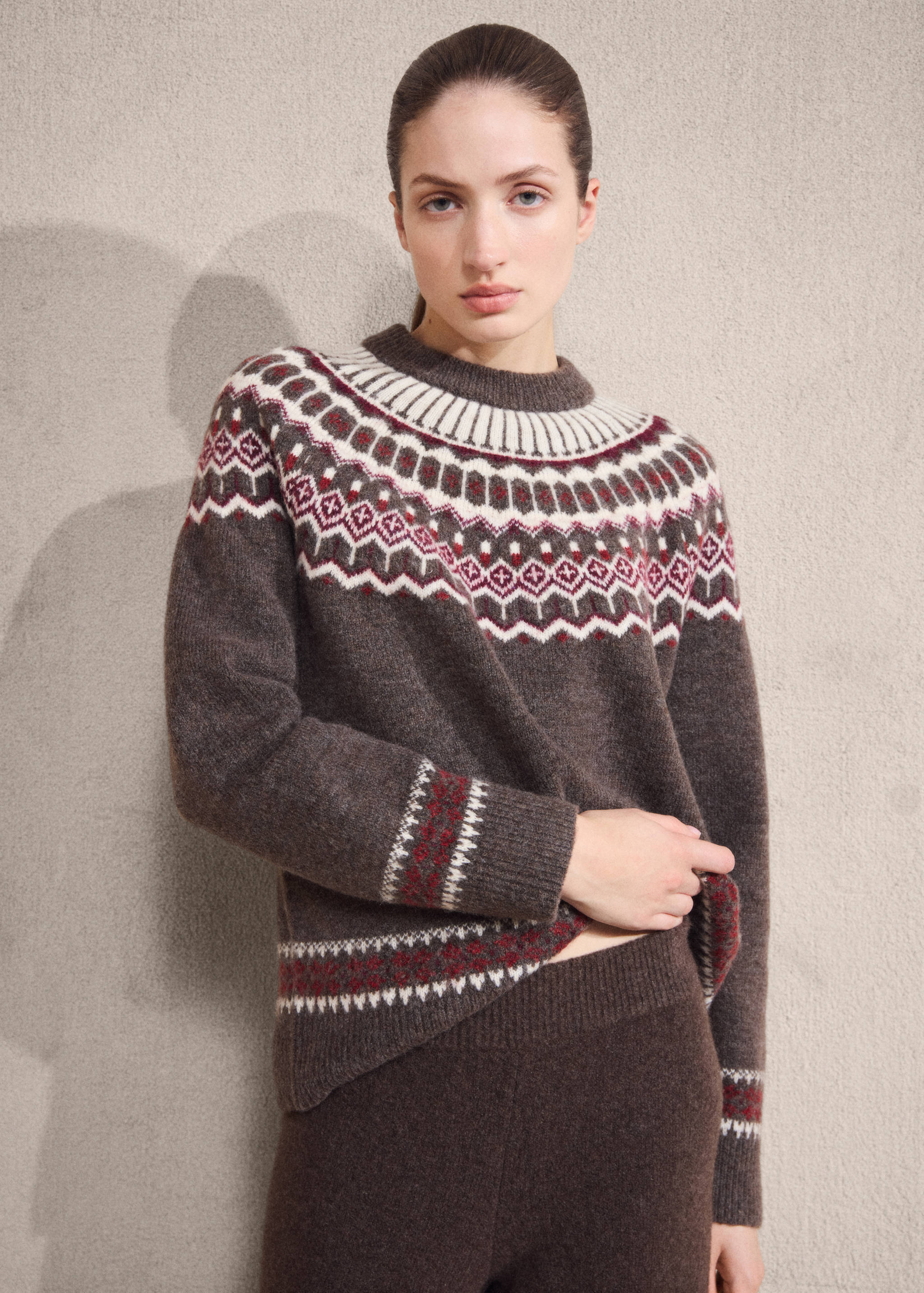 Jersey jacquard cuello redondo - Plano medio