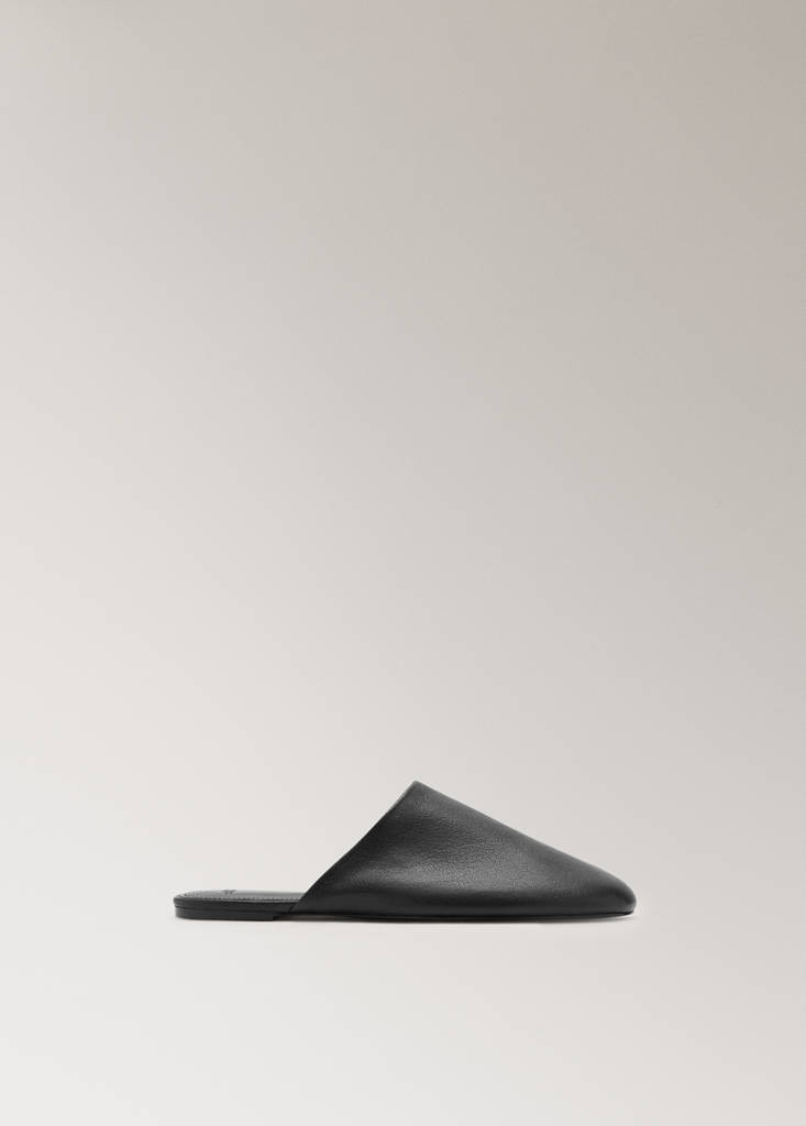 Leather mule slippers — Black