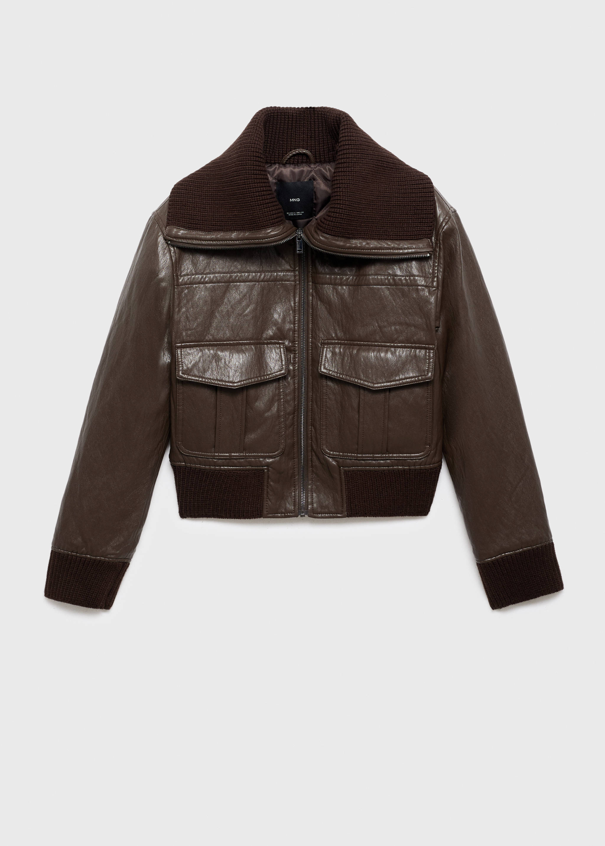 Faux-leather jacket with a roll-neck collar - Article without model