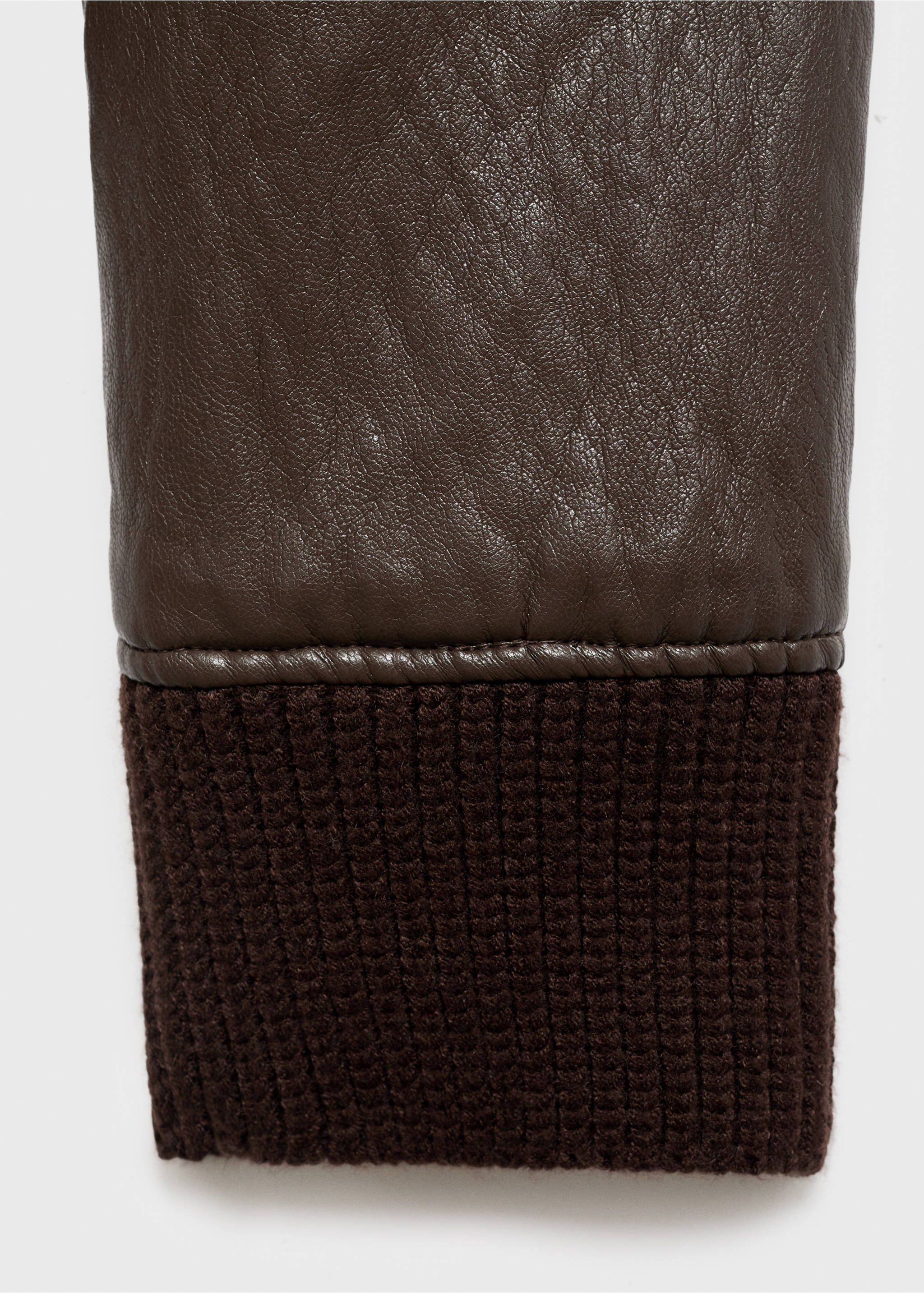 Faux-leather jacket with a roll-neck collar - Details of the article 0, Brown. Ref: 17097136-00.