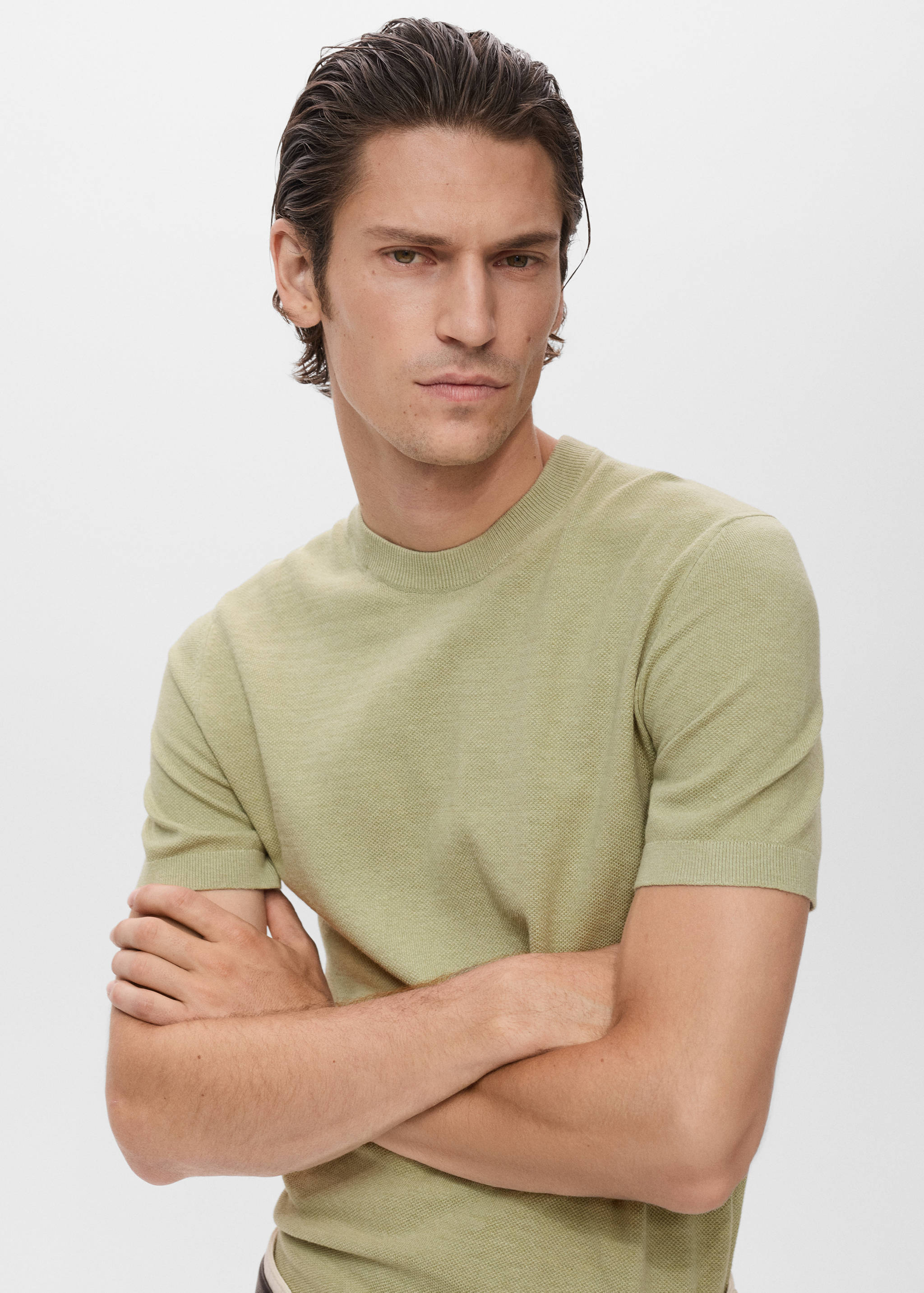 Cotton fine-knit t-shirt - Details of the article 1