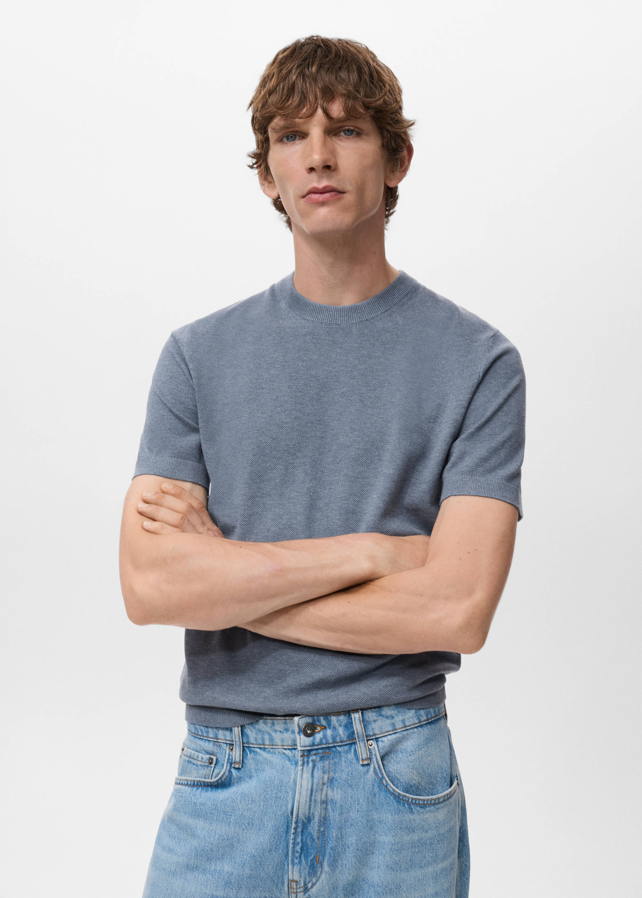 Cotton fine-knit t-shirt - Medium plane