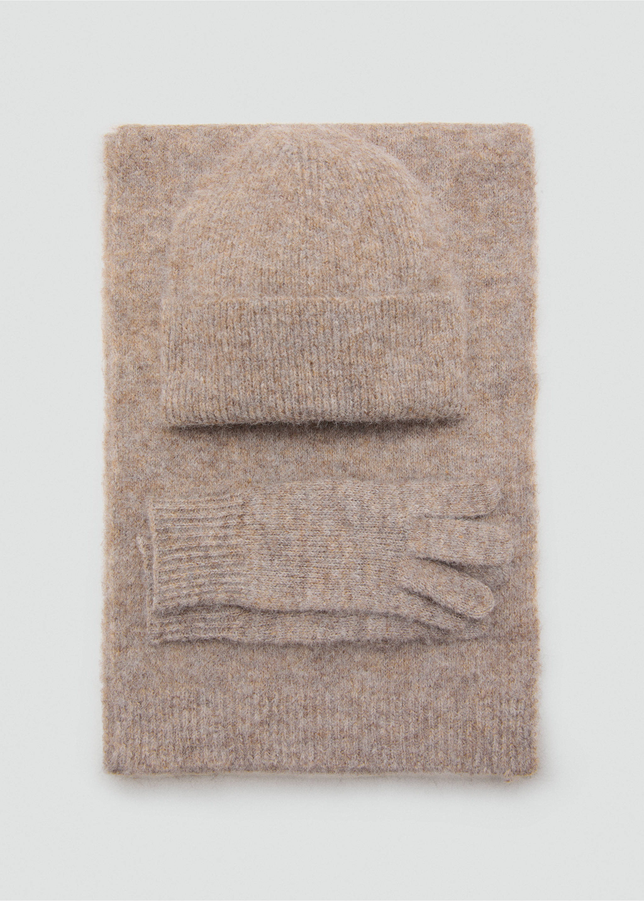 Knitted gloves - Details of the article 1, Medium Brown. Ref: 17097764-00.
