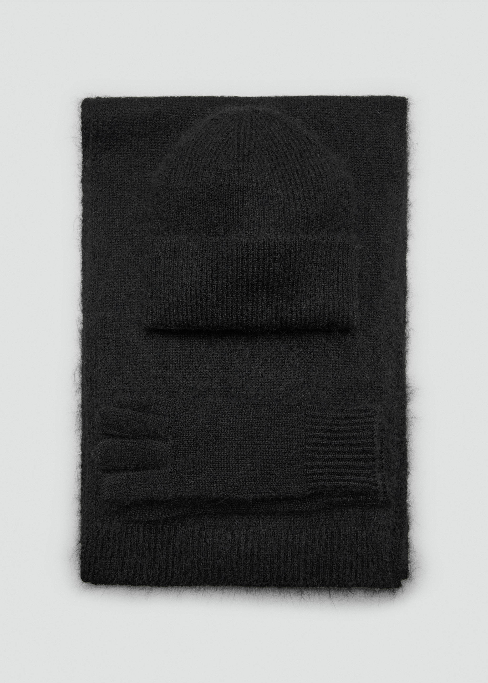 Knitted gloves - Details of the article 1, Black. Ref: 17097764-00.