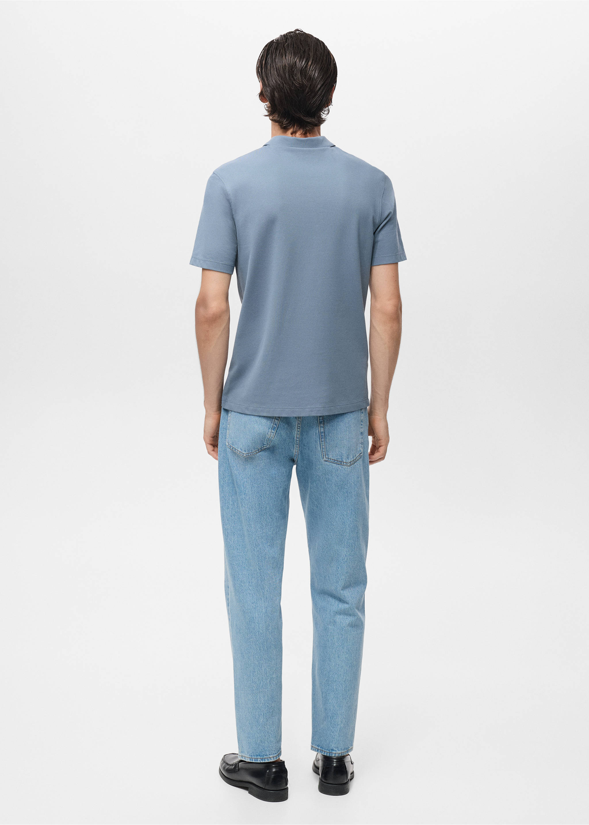 Polo coton piqué - Verso de l’article, Bleu indigo. Ref: 17097766-00.
