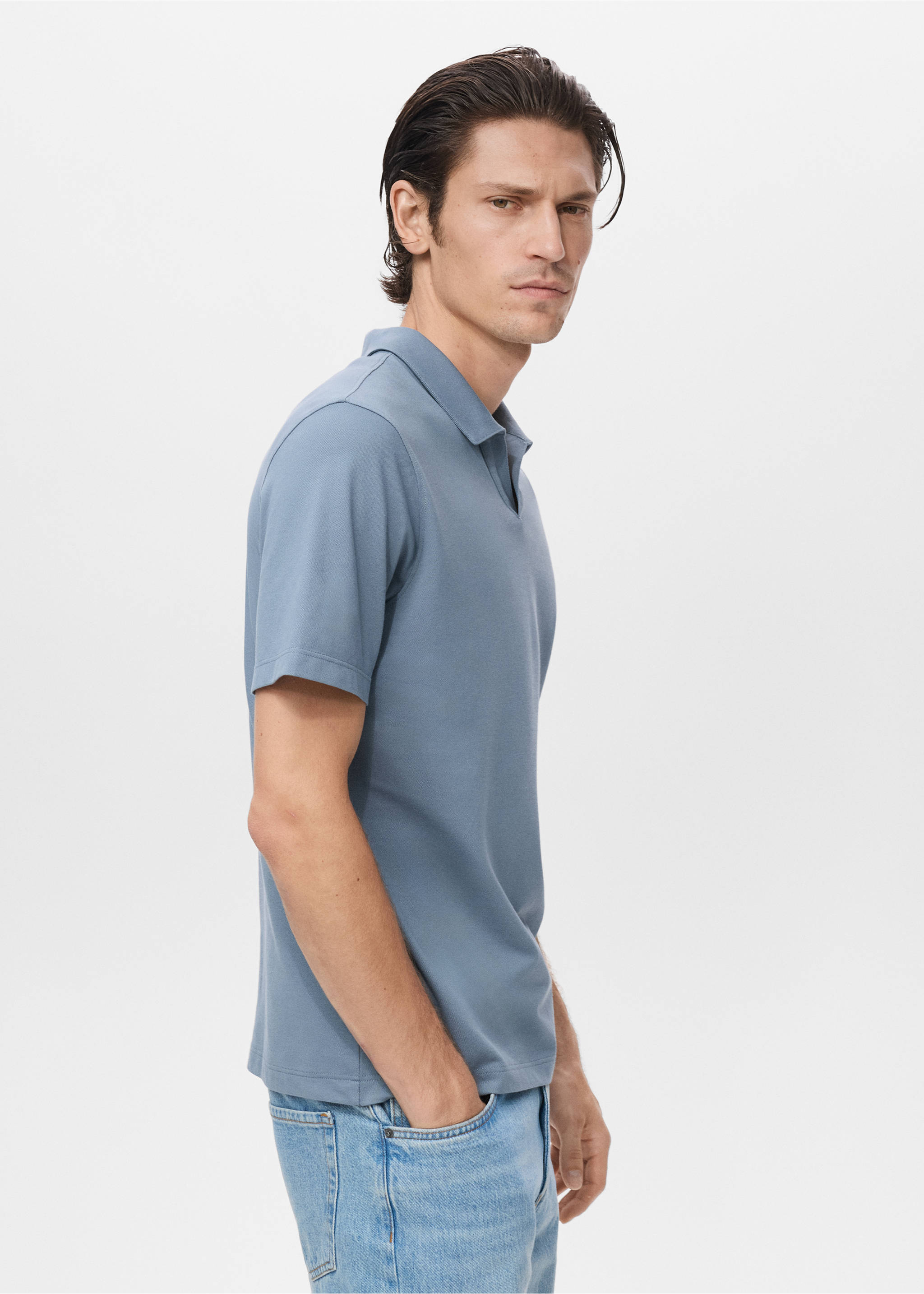 Polo coton piqué - Détail de l'article 2, Bleu indigo. Ref: 17097766-00.