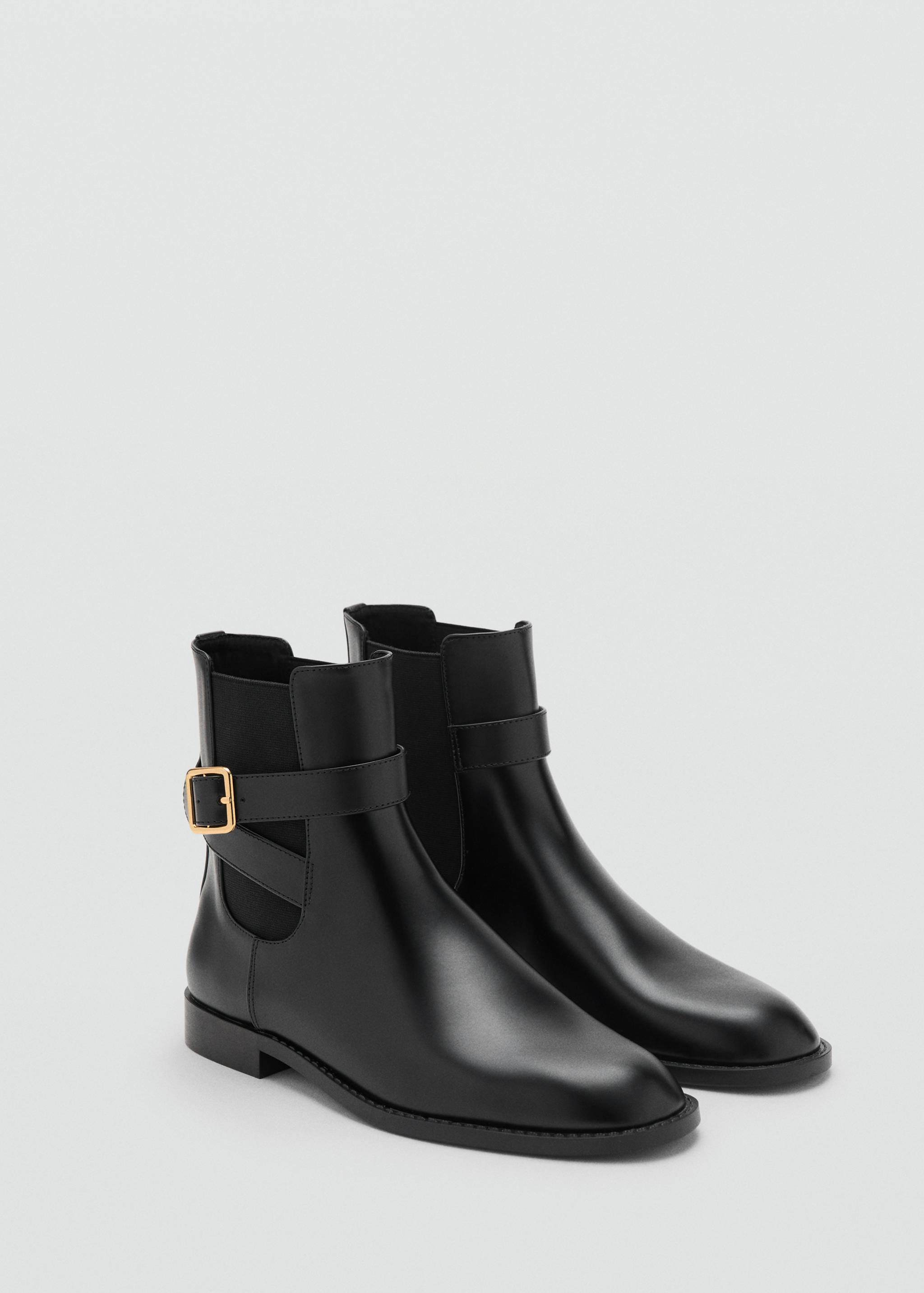 Ankle boots with elastic panel and buckle - Medium plane
