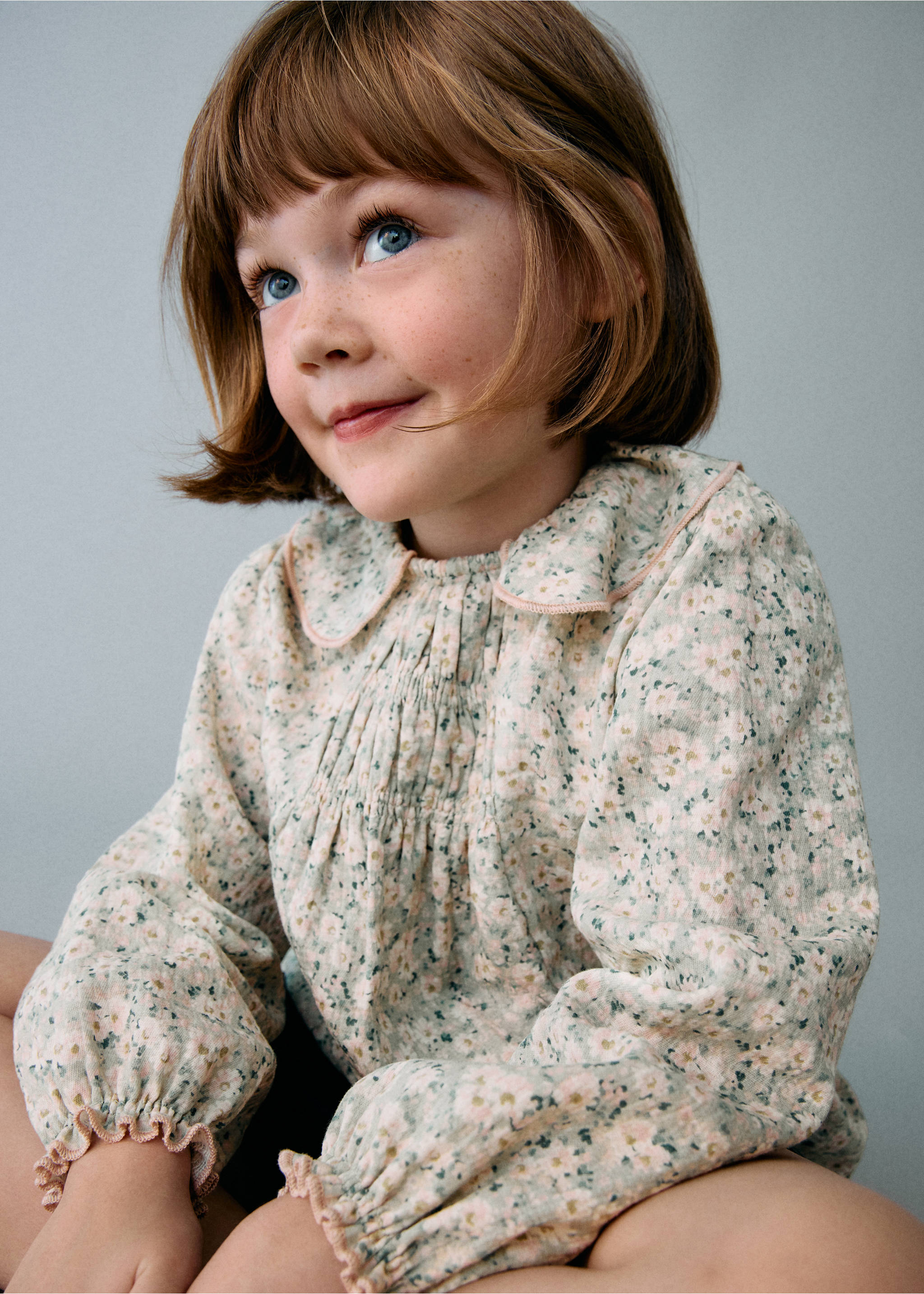 Blusa algodón floral - Detalle del artículo 2, Verde pastel. Ref: 17097773-00.