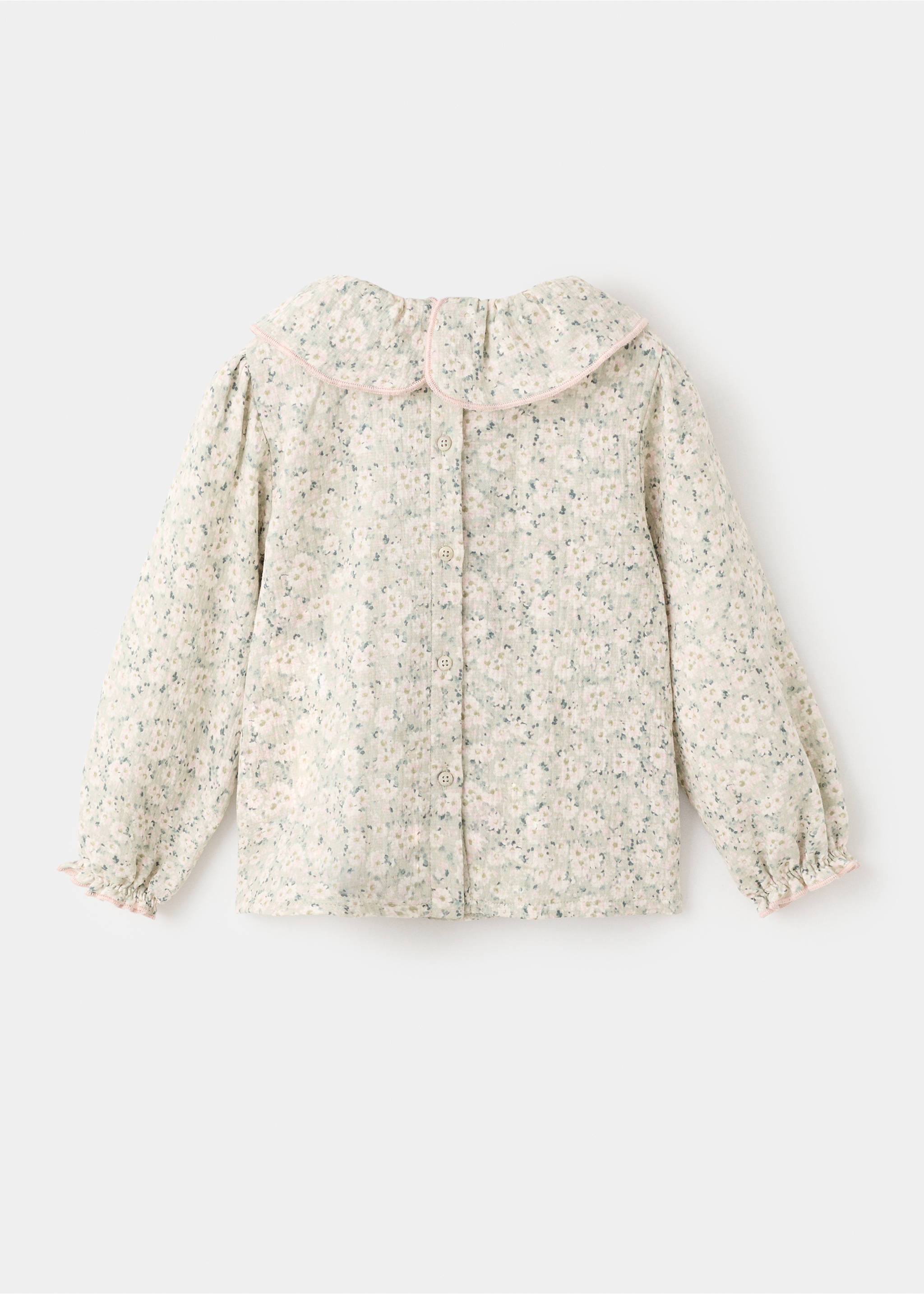 Blusa algodón floral - Reverso del artículo, Verde pastel. Ref: 17097773-00.