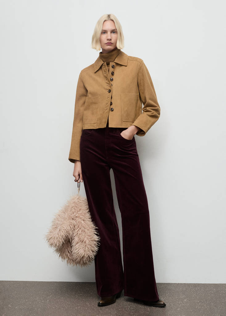Wide leg corduroy jeans — Wine