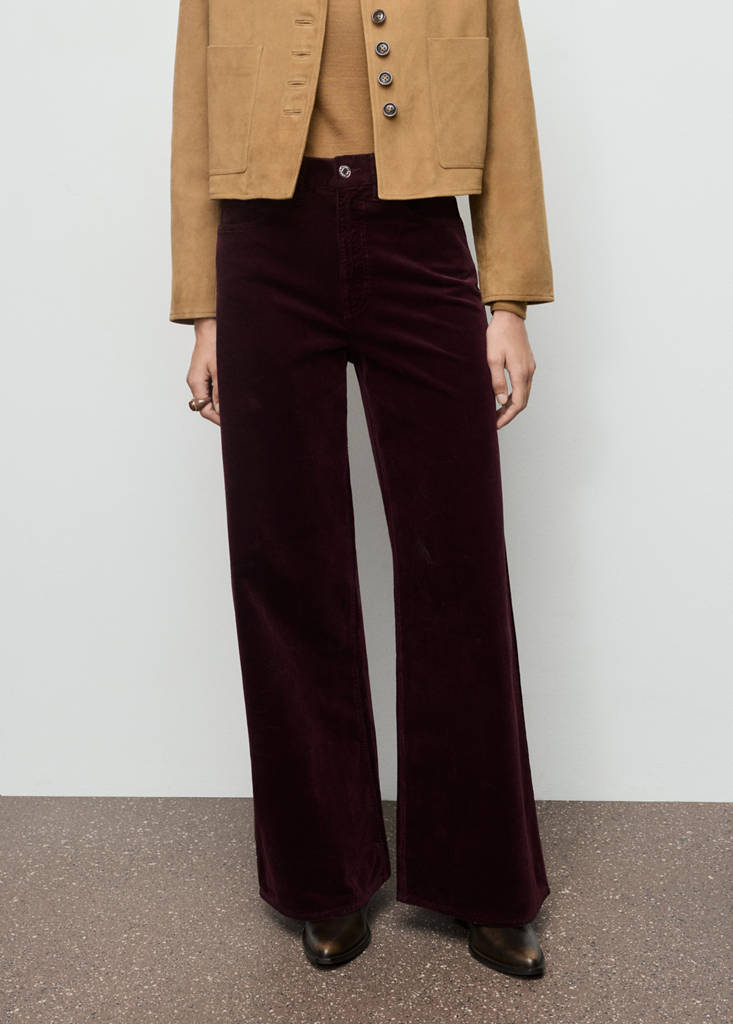 Wide leg corduroy jeans — Wine