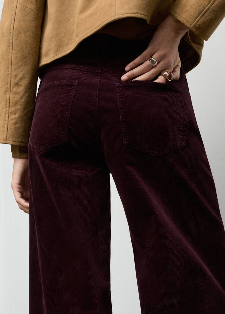 Wide leg corduroy jeans — Wine