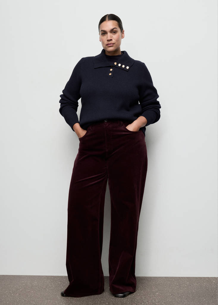 Wide leg corduroy jeans — Wine