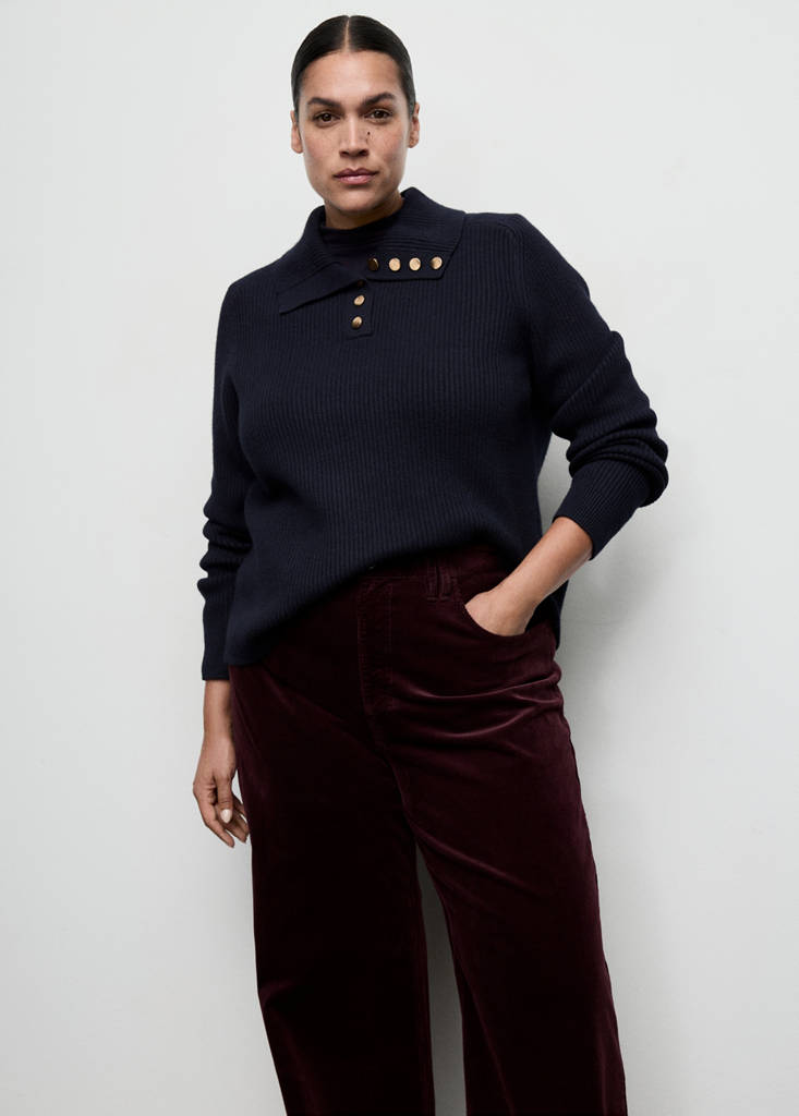 Wide leg corduroy jeans — Wine