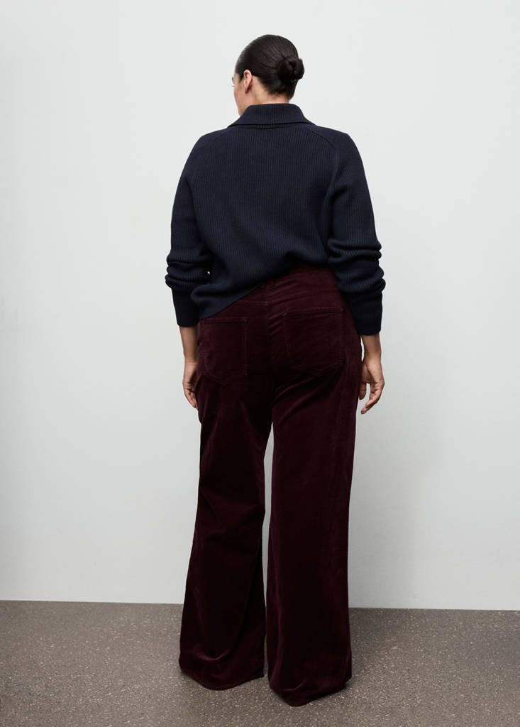 Wide leg corduroy jeans — Wine