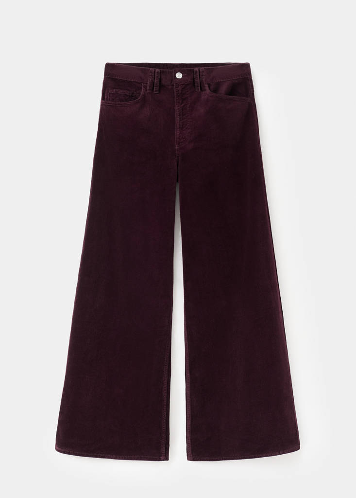 Wide leg corduroy jeans — Wine