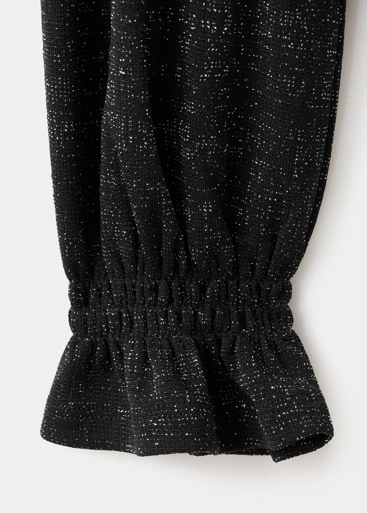 Frilled lurex t-shirt — Black