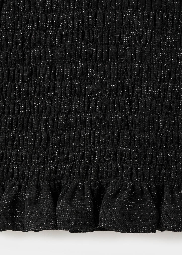 Frilled lurex t-shirt — Black
