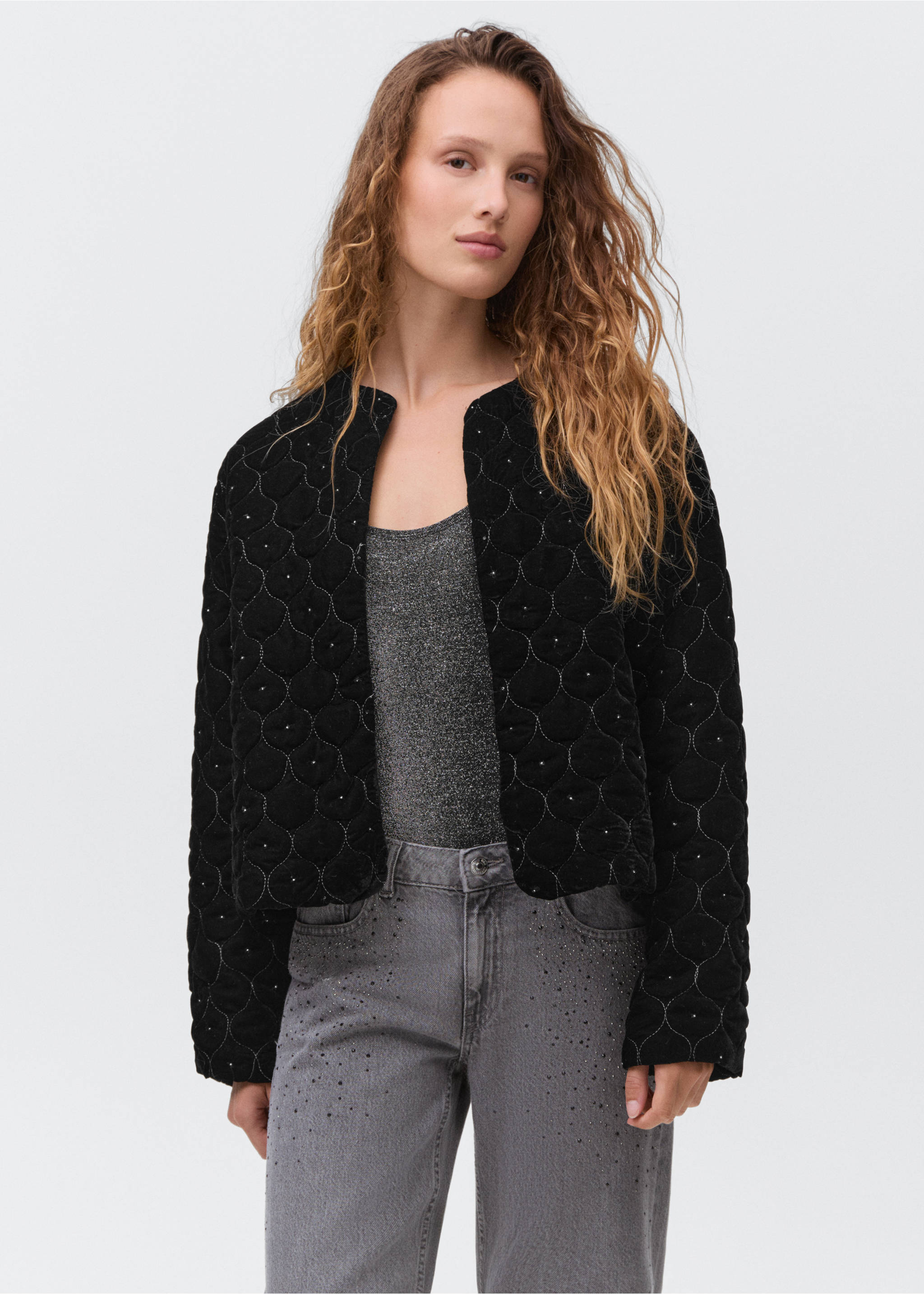 Chaqueta terciopelo abalorios - Detalle del artículo 2, Negro. Ref: 17097783-00.