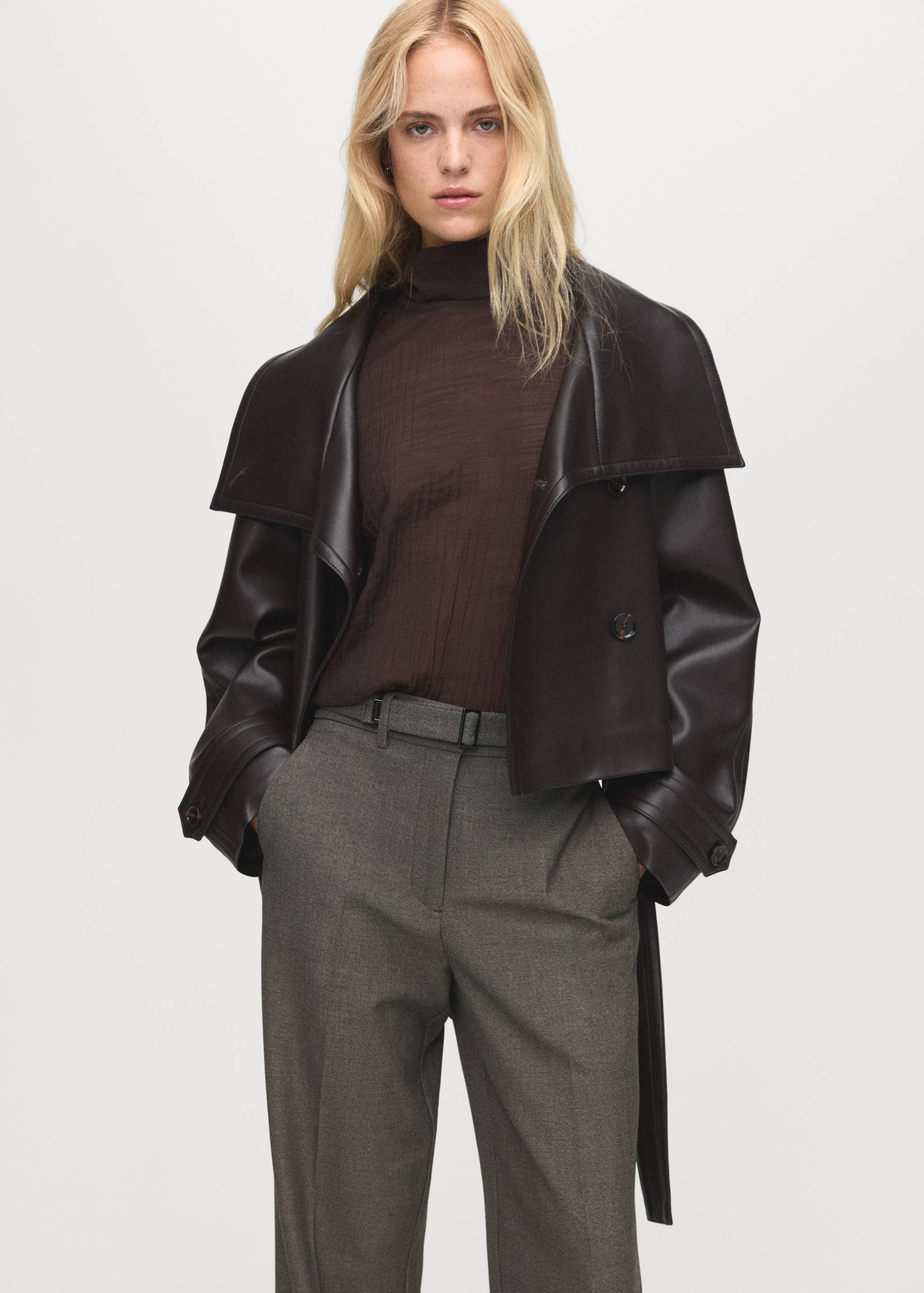 Pantalon droit avec ceinture - Détail de l'article 1